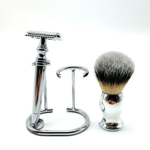 Three One Private Label Waterproof Stainless Steel Beard Grooming Brush Set <b>Shaving</b> <b>Kit</b> Razor - Product Image 1