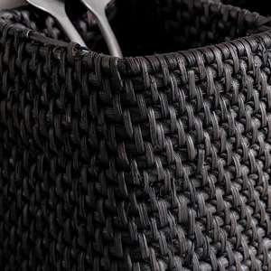 Porte-ustensiles carré en rotin tressé à la main, 4 compartiments, léger, écologique, de haute qualité, sûr pour les aliments, avec poignée, organisateur de vaisselle - Product Image 2