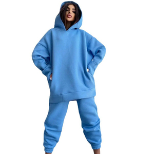 ชุดจ็อกกิ้งผู้หญิงไซส์ใหญ่แบบสั่งทำพิเศษสำหรับฤดูหนาว ทรงหลวมไหล่ตก พร้อมโลโก้สั่งทำ ชุดฮู้ดดี้ 2 ชิ้น สวมใส่สบาย - Product Image 2