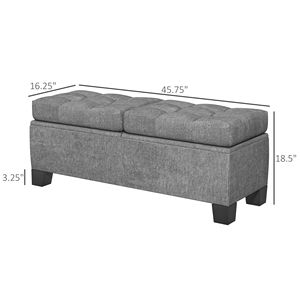 Panca Ottomana con Struttura in Acciaio e Bottoni Trapuntati, con Vano Contenitore da 46 Pollici, per Ufficio Domestico e Soggiorno - Product Image 3