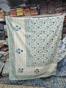 <b>Indian</b> Handmade Kantha Stitch Cotton Bedcover Vintage Floral Printed Reversible <b>Quilt</b> for King Queen Size Beds and Guest Rooms - Product Image 2