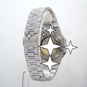 RUDRA JEWELS WATCHES นาฬิกาสแตนเลสสตีลสุดหรู โมอิสซาไนต์ กลไกจักรกล สปอร์ต สง่างาม วินเทจ คริสตัลทรงสี่เหลี่ยม - Product Image 3