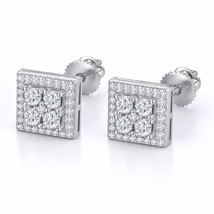 Hip Hop 925 Sterling Silver <b>Moissanite</b> Round Brilliant Cut Flower Stud <b>Earrings</b> Luxury Jewelry for Women - Product Image 4