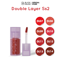 Kit de Brillo Labial en Gel de Doble Capa Velvet de Black Rouge Coreano para Mujer, 2 DL07, Altamente Pigmentado, Hidratante, Larga Duración, Rojo Fauvista