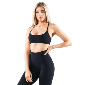 Soutien-gorge de sport sans couture noir pour femme, à 3 bretelles, maintien élevé, extensible, pour yoga, gym, fitness, entraînement, vêtement de sport, crop top - Product Image 2
