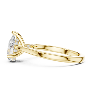 Anillos de compromiso clásicos con forma de lágrima, oro amarillo de 14 quilates, diamante cultivado en laboratorio IGI de 2 quilates con corte de pera y halo oculto. - Product Image 4