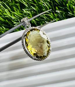 TASBIYA GEMS - Collar Minimalista con Colgante de Citrino Natural para Mujer, Plata de Ley 925, Chapado en Oro y Rodio, para Aniversario - Product Image 4