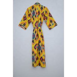 Kimono con estampado de algodón 100% Floral para mujer, camisones para mujer con corbata, borla frontal abierta, batas tejidas de talla XL, ropa de baño para dormir de verano - Product Image 5