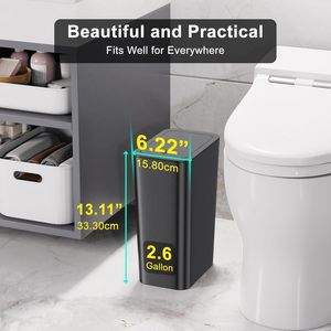 Paquete de 3 Cubos de Basura para Baño de 10L/2.6 Galones con Tapa de Presión, Cubo de Basura Delgado, Cesto de Basura Pequeño, Práctico Contenedor de Residuos para Baño - Product Image 2