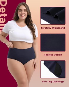 Ropa Interior Menstrual Reutilizable para Mujer, de Cintura Alta, Resistente a Fugas, de Algodón Suave, Transpirable, Ecológica, que Absorbe la Humedad - Product Image 2