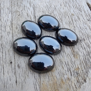 Hematite noire naturelle, cabochon de forme ovale, dos plat, qualité calibrée AAA, pierre précieuse lisse pour la fabrication de bijoux, toutes tailles - Product Image 6
