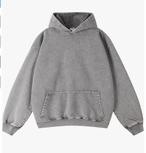 Sweat-shirt à capuche gris unisexe, manches longues, couleur unie, coupe ample décontractée, pull en coton avec poches latérales, vêtements d'automne - Product Image 1