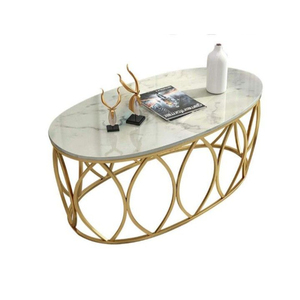 Modern Design White <b>Marble</b> Top Golden Metal Coffee <b>Table</b> Design Rectangular Center <b>Table</b> for Contemporary Living Room - Product Image 2
