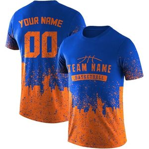 Camiseta de baloncesto de rendimiento azul y naranja personalizada para ropa de atletas - Product Image 3