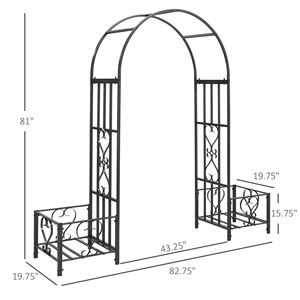 Arco da Giardino in Acciaio 6.7 con Decorazioni a Cuori per Cerimonie Nuziali, Feste, Decorazioni per Prato e Giardino, Include Fioriere per Piante Rampicanti - Product Image 6