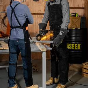 Delantal de lona de cuero de alta calidad, ropa de trabajo de seguridad para soldadura y construcción - Product Image 4