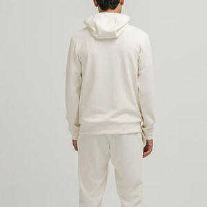 <b>Men's</b> <b>Cream</b> Hooded Sweatshirt Regular Fit Solid Color Casual Pullover Cotton Knitted Autumn Wear - Product Image 1