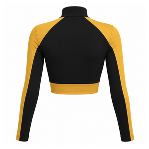 NCBW Women's Color Block Workout Set <b>Turtleneck</b> Crop <b>Top</b> Loose Fit Drawstring Pants Sorority Sportswear Tracksuit - Product Image 3