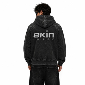 Sudadera con capucha unisex de forro polar grueso de primera calidad, estilo oversize, con cremallera completa, personalizada, estilo urbano, informal para hombre. - Product Image 4