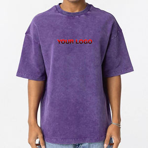 T-shirt en coton tricoté surdimensionné de haute qualité pour homme, décontracté, à manches courtes, vierge, vente en gros, streetwear - Product Image 1