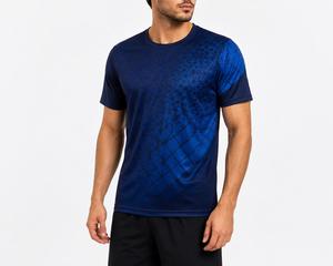 Hot Selling Men's Short Sleeve O-Neck <b>Geometric</b> Pattern Quick Dry Knitted Polyester T-<b>Shirt</b> Regular Fit Sporty Style - Product Image 1