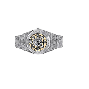 Reloj de Diamantes Moissanite Personalizado para Hombre, Reloj de Lujo con Bisel de Diamantes, Esqueleto de Cuarzo, Acero Inoxidable, Pantalla Digital de 46 mm - Product Image 4