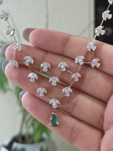 Lab Grown Diamond Pear Cut 5.35ct Gold Floral Cluster Design Fancy Light Drop Necklace IGI Certified Luxury Statement Jewelry - Product Image 4