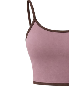 Conjunto Deportivo de 2 Piezas para Mujer, Color Morado, Top Corto sin Mangas con Cordón Ajustable y Pantalones Cortos, Tejido Sólido y Transpirable, para Primavera/Verano - Product Image 5