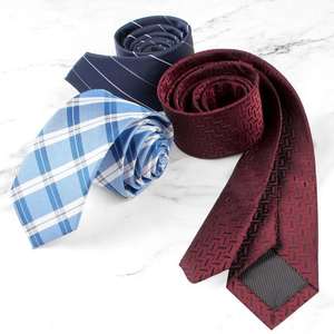 Caja de Regalo con Logotipo Personalizado, Corbatas de Moda Casual para Hombre, Corbatas Negras con Rayas y Cuadros, Corbatas con Cierre para Hombre - Product Image 6