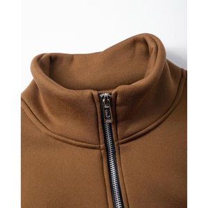 <b>Men</b> Quarter Zip Sweatshirt Polyester Cotton Blend Premium Stitching Oversized Streetwear <b>Pullover</b> Europe Fashion - Product Image 3