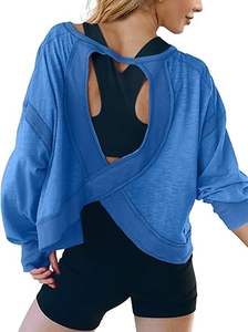 UNIANKIYA Camisetas Deportivas de Manga Larga con Espalda Descubierta para Mujer, Ropa Deportiva Corta para Gimnasio, Running, Yoga y Deportes de Bajo Impacto - Product Image 2