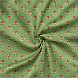 Cotton <b>Fabric</b> Medium <b>Weight</b> Combed Woven Jaipuri Buti Print Edition Minimalist Traditional Geometric Single-stem Twin-leaf Top - Product Image 1