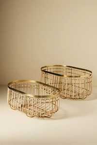 Ensemble de paniers de rangement en fil métallique moderne, empilables, design circulaire, paniers multi-usages pour l'organisation, décoration de la maison, paniers pour emballer des cadeaux - Product Image 2