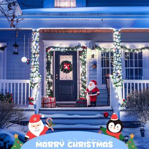 Paquete de 2 Guirnaldas de Luces Solares para Exteriores de 66 Pies con 200 LED, Luces de Navidad Blancas Intermitentes, Iluminación Navideña Impermeable - Product Image 2