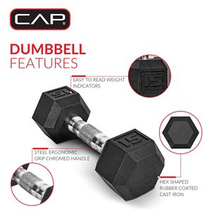 20lb rivestito in gomma esagonale Dumbbell paio di attrezzature per il Fitness Premium per uso casalingo in palestra - Product Image 3