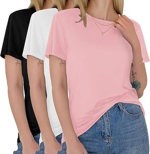 T-shirt basique à manches courtes pour femme, col rond, décontracté, pour le printemps et l'été, à porter au quotidien - Vente en gros - Product Image 5