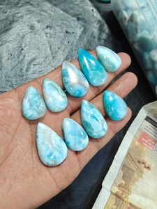 Cabochons en Larimar Naturel Poli Bleu Blanc Ovale Goutte d'Eau en Gros Pierres Libres pour la Fabrication de Bijoux - Product Image 5