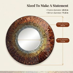 Miroir mural rond en mosaïque fait main, miroir décoratif en verre pour salon, chambre, entrée, salle de bain, décoration de maison de luxe - Product Image 6