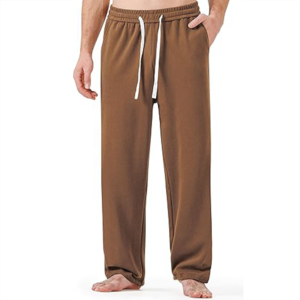 OEM Wholesale Custom Lightweight Cotton Canvas Open Bottom <b>Brown</b> <b>Joggers</b> Breathable Eco-Friendly Casual Sweatpants Blank Men's - Product Image 1