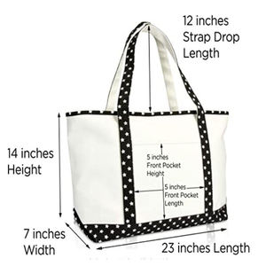 Heavy Duty Cotton <b>Canvas</b> Boat Tote <b>Bag</b> <b>Large</b> Capacity Reusable Shopping Handbag with Convenient Front Pocket - Product Image 6