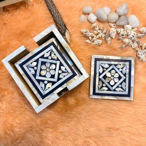 Posavasos de lujo con incrustaciones elegantes, hechos a mano por Blossom Craft India. - Product Image 5