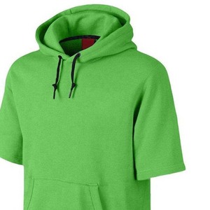 เสื้อสเวตเชิ้ตมีฮู้ดสีเขียวสำหรับผู้ชาย ทรงปกติ สีพื้น ผ้าฝ้ายฟลีซ แขนสั้น มีกระเป๋า เหมาะสำหรับใส่ในฤดูใบไม้ร่วง - Product Image 4