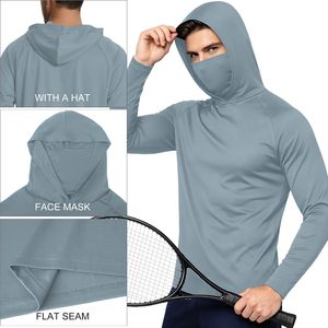 Nouveau 2026 – Sweat à capuche de pêche gris-bleu pour homme, protection solaire UPF 50, masque facial intégré, manches longues, anti-UV, ODM OEM - Product Image 1