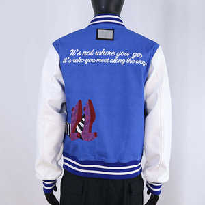 Veste de baseball de luxe Streetwear, style Letterman, corps en laine, manches en cuir, entièrement imprimée - Product Image 2