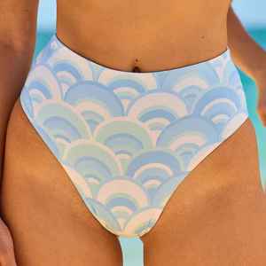 High Waist Custom Logo Women's <b>Triangle</b> <b>Bikini</b> <b>Set</b> Quick Dry Floral Pattern Swimsuit Sexy Two Piece Beach Wear - Product Image 4