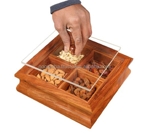 Carro de bandeja de madera Bandeja de servicio de frutas secas para cocina Boda Eventos corporativos Artesanías naturales Regalos de boda - Product Image 6