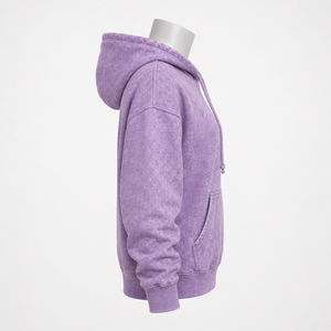เสื้อฮู้ดดี้ผ้าทนทานสำหรับผู้หญิง ล้างสีแบบแอซิดวอช ระบายอากาศได้ดี สวมใส่สบาย เป็นมิตรกับสิ่งแวดล้อม แห้งเร็ว ดีไซน์ทันสมัย เสื้อฮู้ดดี้ล้างสีแบบแอซิดวอชสำหรับผู้หญิง - Product Image 2