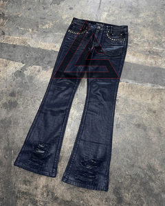 Factory Manufacturer Designer Skinny Studded Ripped Distress Waxed Bell Bottom <b>Boot</b> Cut Flared Baggy Denim Jeans <b>Pants</b> for Men - Product Image 4