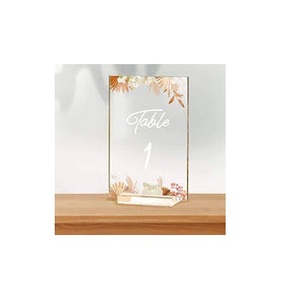 Clear Acrylic Table Numbers with Wooden Stand Floral Printed Table Number Signs for Wedding Reception Party <b>Restaurant</b> <b>Decor</b> - Product Image 1