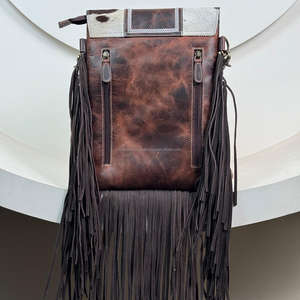 2025 Trending Genuine Cowhide Hard Wax Leather with <b>Boot</b> Stitch <b>Fringe</b> Crossbody Handbag for Women High Quality Leather Purses - Product Image 5